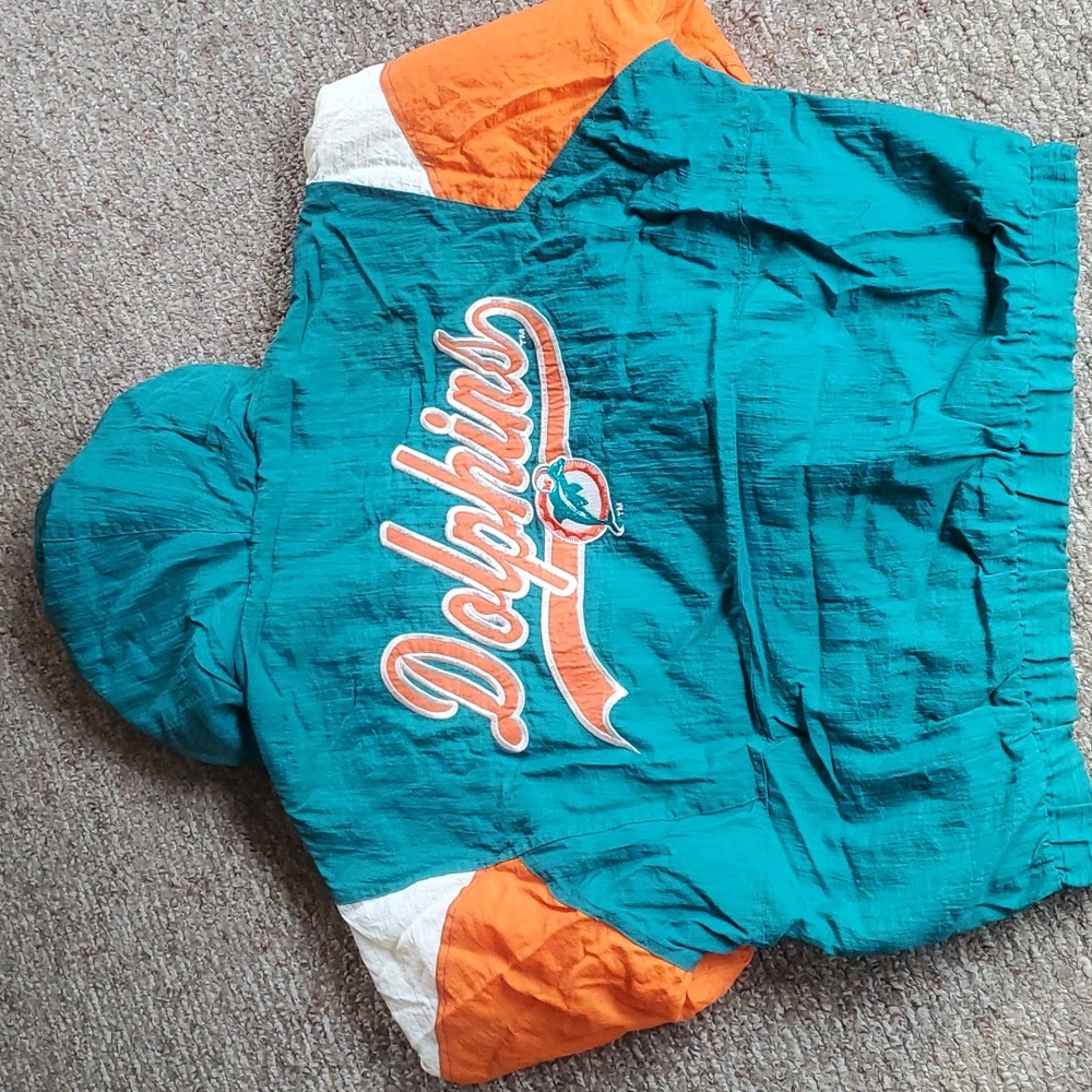 VINTAGE NFL MIAMI DOLPHINE PUFFY QUILTED JACKET MEN'S LARGE
